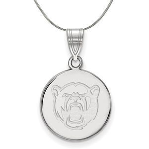 Sterling Silver Baylor U Medium Disc Pendant Necklace - 20 Inch